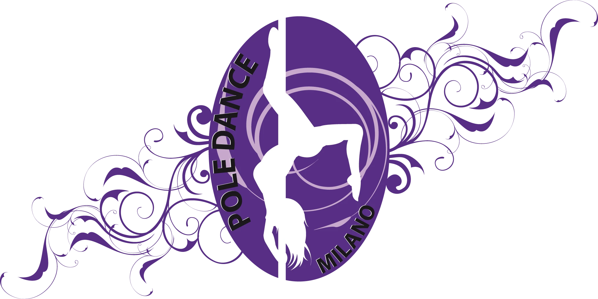 Logo del centro Pole Dance Milano, scuola di pole dance, tessuti aerei, aerial hoop, aerial loop e discipline acrobatiche aeree artistiche e sportive.